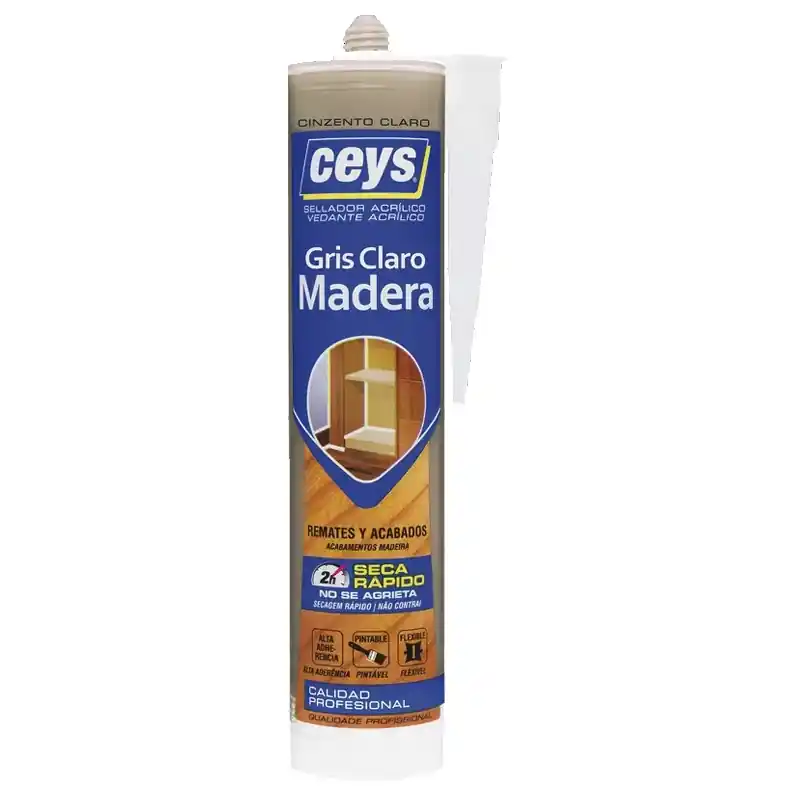 Sellador acrilico madera ceys 280ml gris claro - Siliconas y masillas