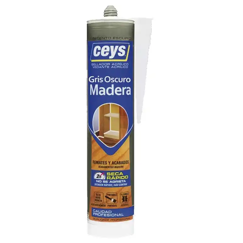 Sellador acrilico madera ceys 280ml gris oscuro - Siliconas y masillas