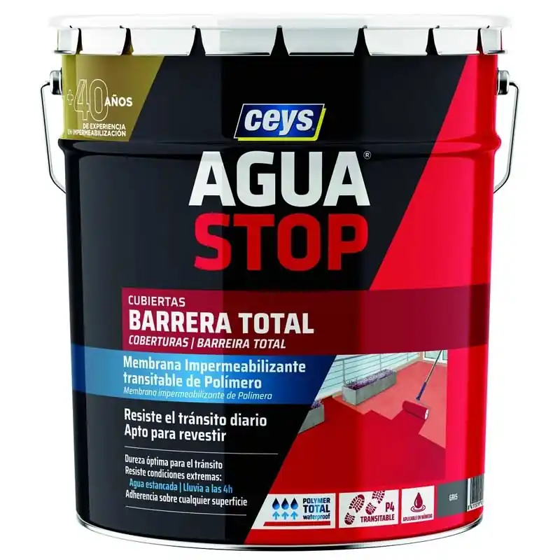 Impermeabilizante ceys aguastop barrera total 14kg gris - Impermeabilizante exterior