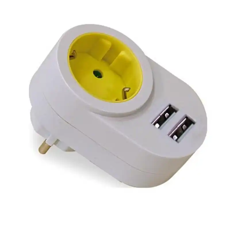 Adaptador famatel con 2 usb blanco - Adaptador enchufe