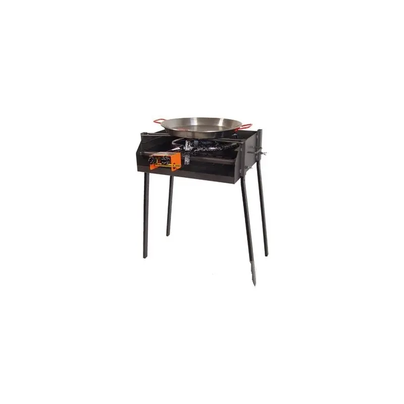 Barbacoa carbon y leña imex el zorro rectangular 60 x 75 cm con soporte paellero - Barbacoas de carbón