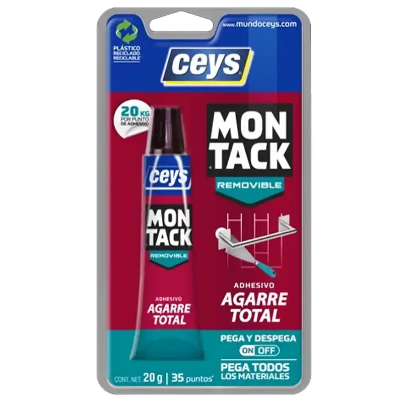 Adhesivo montaje ceys montack agarre total removible 20gr - Adhesivos de montaje