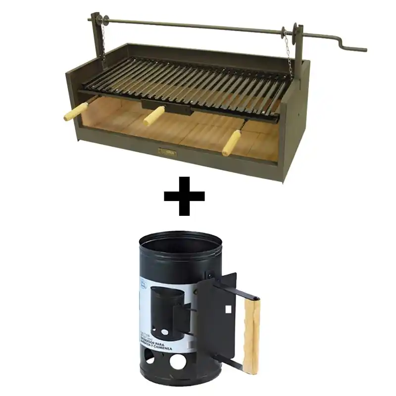 Cajon barbacoa 90x45x32 cm con ladrillo refractario imex el zorro parrilla esmaltada 71488 - Cajón para barbacoa