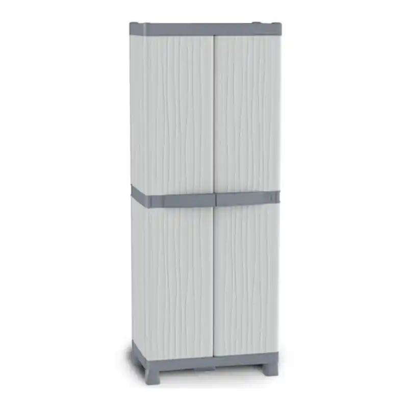 Armario resina terry escobero 4 estantes wave gris 181,8x70x43,8cm - Armarios de resina
