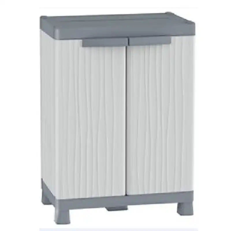 Armario resina bajo 2 estantes terry wave gris 97,9x70x43,8cm - Armarios de resina