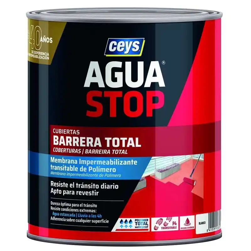 Impermeabilizante ceys aguastop barrera total 1kg blanco - Impermeabilizante exterior