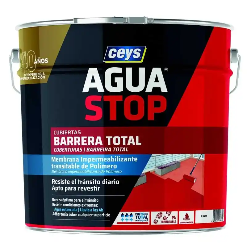 Impermeabilizante ceys aguastop barrera total 4kg blanco - Impermeabilizante exterior