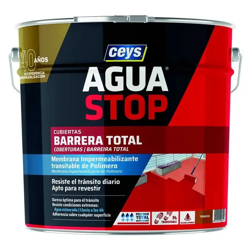 Impermeabilizante ceys aguastop barrera total 4kg terracota - Impermeabilizante exterior