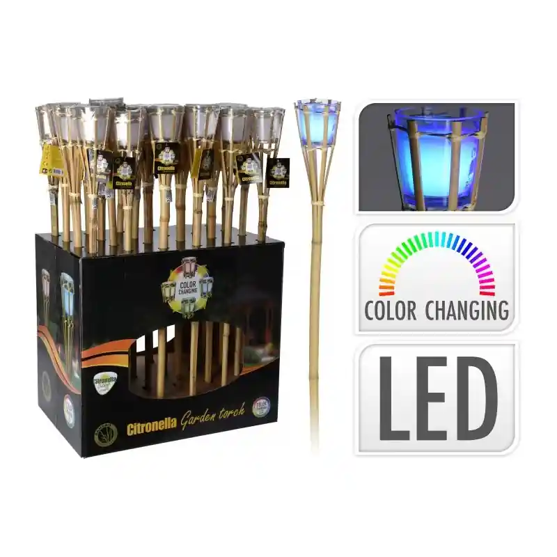 Antorcha bambu con led cambiable - Antorchas para jardín