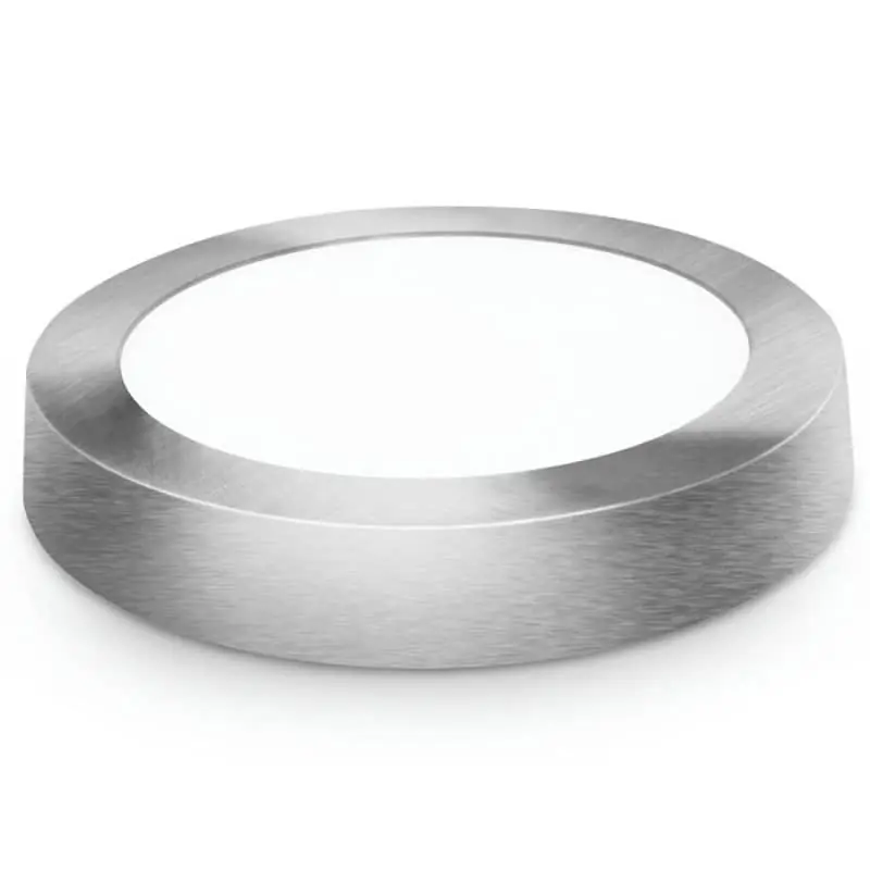 Downlight led matel 6w superficie redondo plata luz neutra 4000k 580lm ø120 mm
