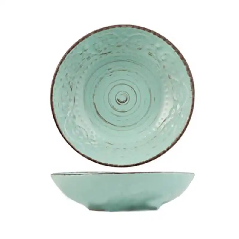 Plato hondo gres h&h courtyard azul 20 cm - Platos