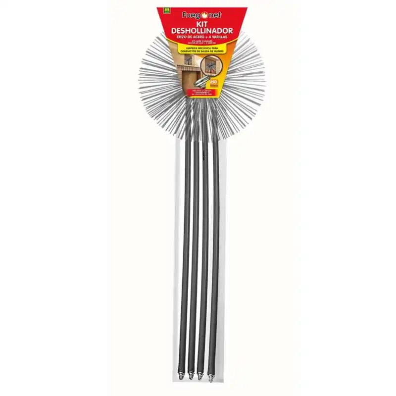 Kit deshollinador con varillas y erizo fuegonet acero 250 mm - Mantenimiento de calefacción