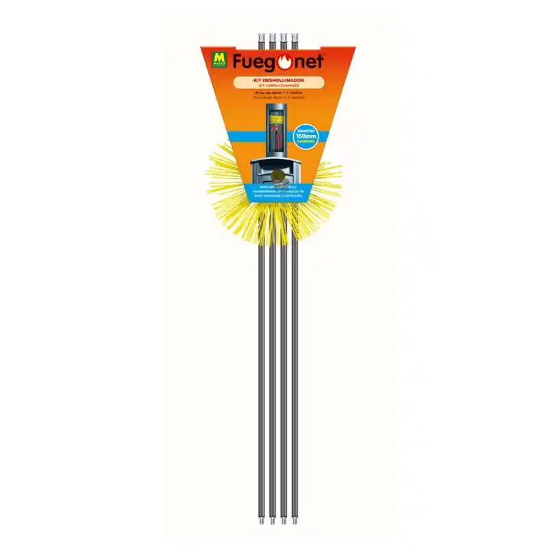Kit deshollinador con varillas y erizo fuegonet nilon 200 mm - Mantenimiento de calefacción