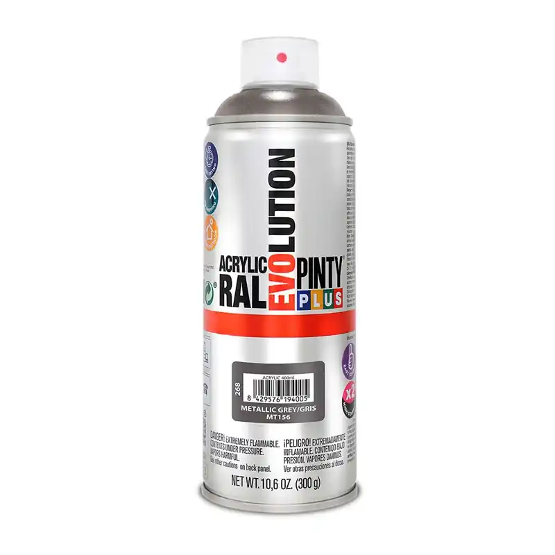 Pintura spray acrilica pintyplus evolution 520cc gris brillo 400ml ral 7011 - Pintura en spray