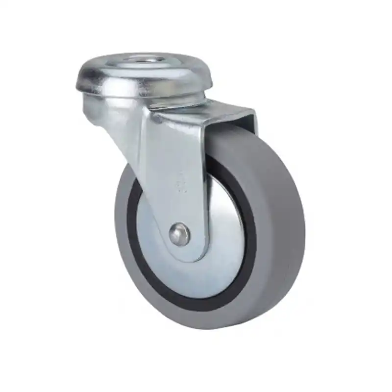 Rueda mueble giratoria b goma d40 alex 8mm agujero pasante - Ruedas para muebles