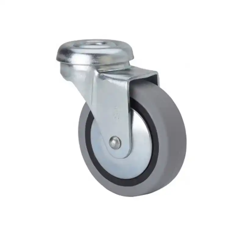 Rueda mueble giratoria b goma d60 alex 70mm agujero pasante - Ruedas para muebles