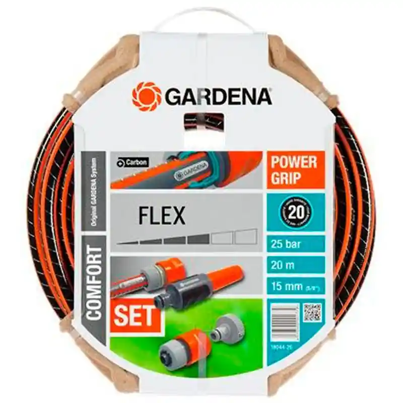 Manguera flex gardena ø 15 mm 20 m con accesorios - Mangueras de riego jardín