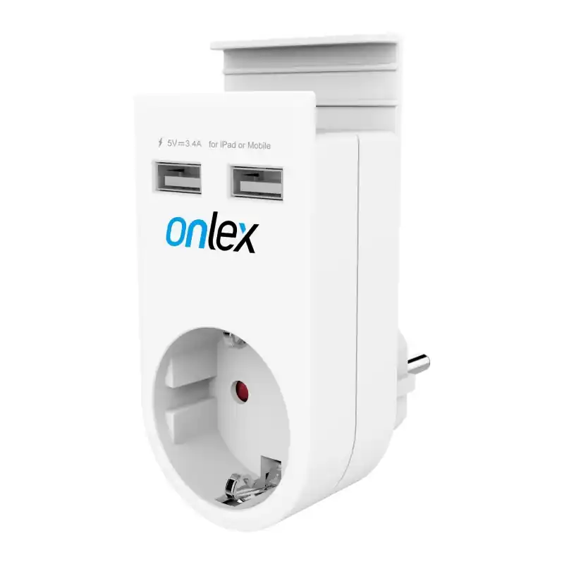 Adaptador 230v + 2usb con porta movil - Adaptador enchufe