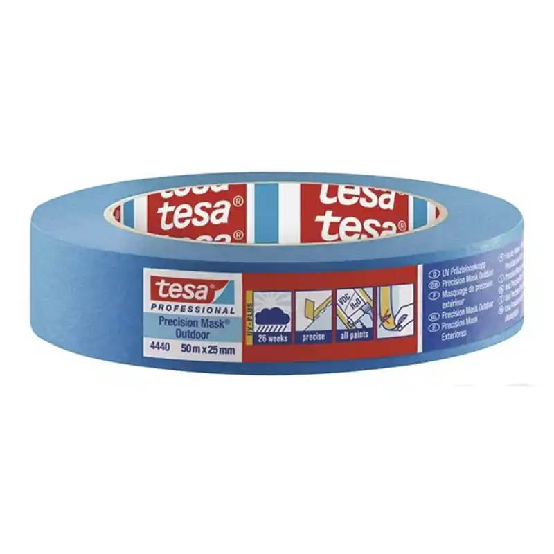 Cinta de pintor tesa tape de mask de exterior 50 m x 25 mm - Plastico protector
