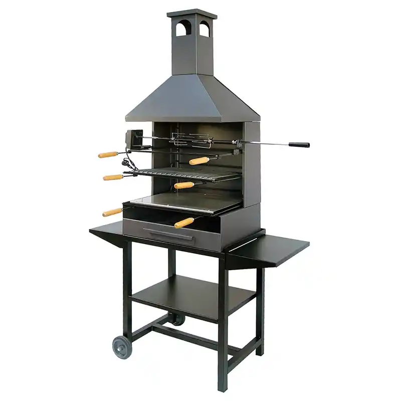 Barbacoa carbon y leÑa con ruedas imex el zorro 71562 y kit pollo - Barbacoas de carbón