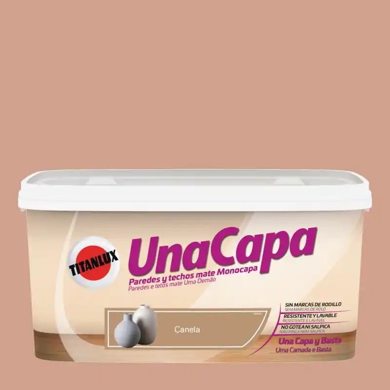 Pintura plastica mate titan una capa canela 4 l - Pintura plastica interior