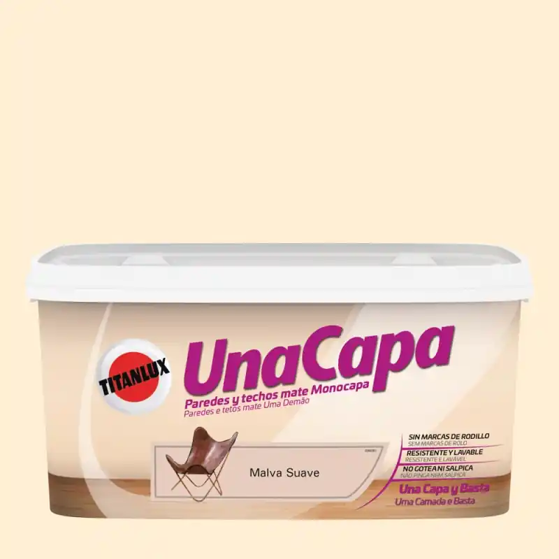 Pintura plastica mate titan una capa malva suave 4 l - Pintura plastica interior