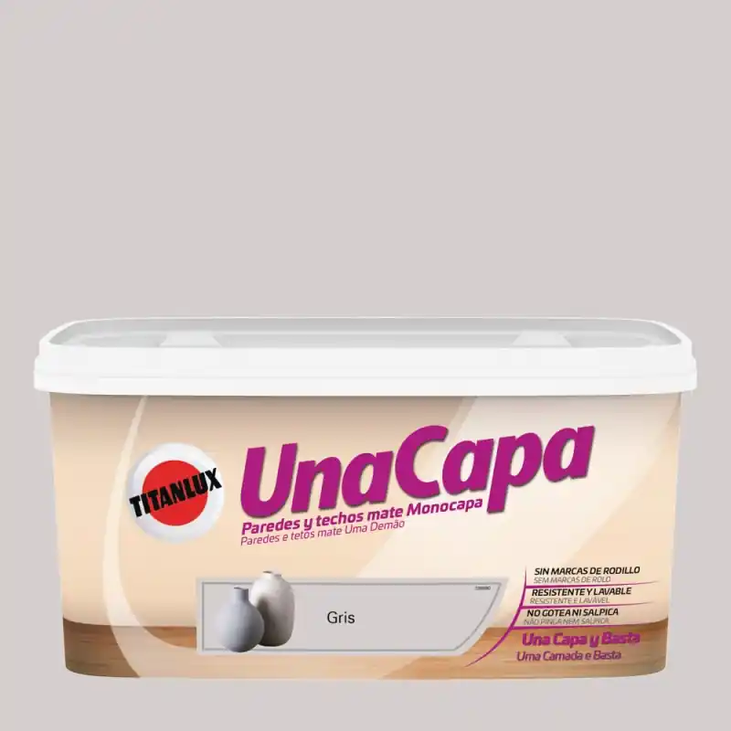 Pintura plastica mate titan una capa gris 4 l - Pintura plastica interior