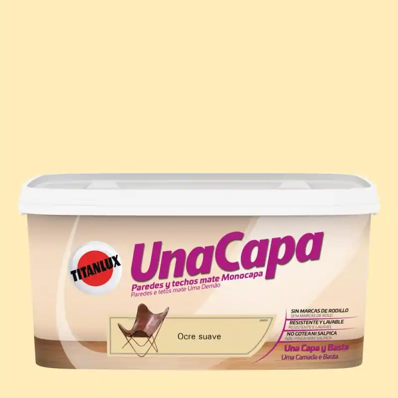Pintura plastica mate titan una capa ocre suave 4 l - Pintura plastica interior