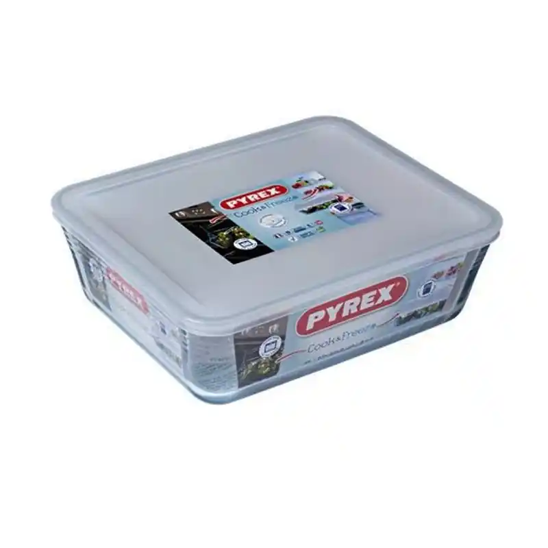 Taper vidrio rectangular pyrex cook and freeze 24x19x8cm - Taper de cristal