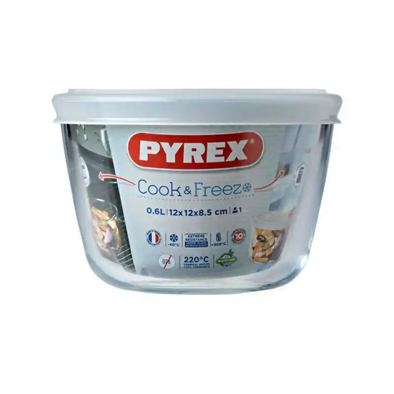 Taper vidrio redondo pyrex cook and freeze 12x8,5cm - Taper de cristal