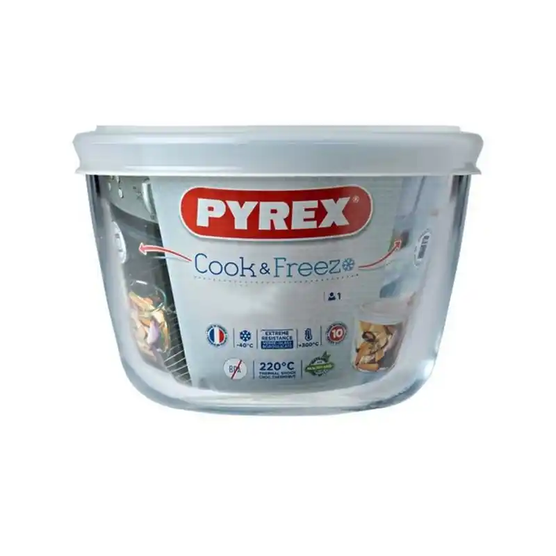 Taper vidrio redondo pyrex cook and freeze 15x10cm - Taper de cristal