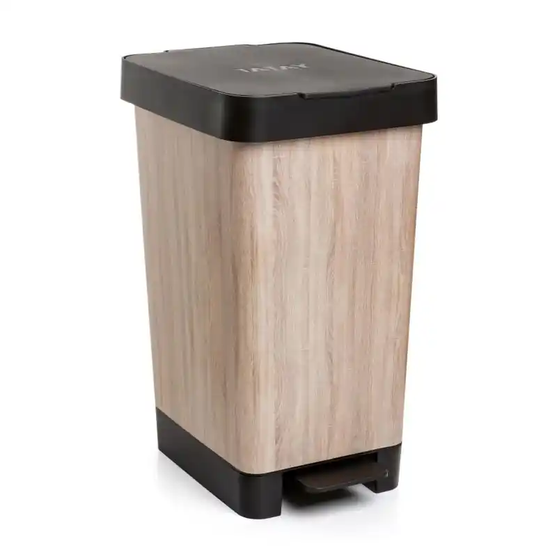Cubo de basura tatay smart madera pedal 25l marron - Cubos de basura