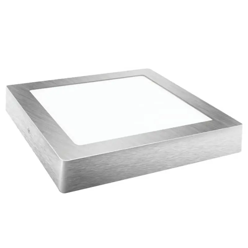 Downlight led matel18w superficie cuadrado plata luz calida 2700k 1600lm 230 mm