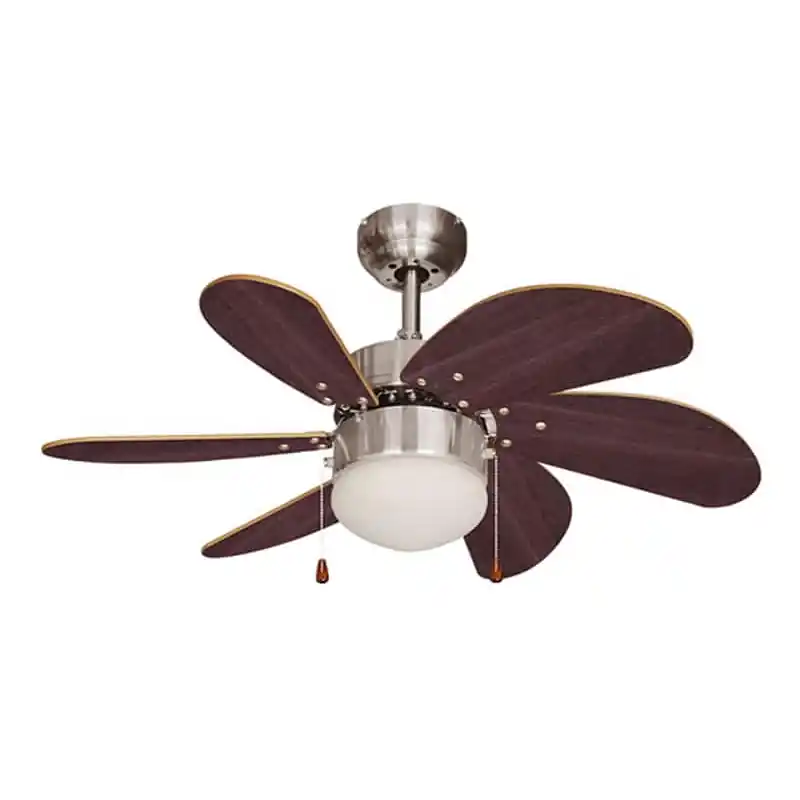 Ventilador de techo edm aral con luz wengue niquel 50w Ø aspas 76 cm - Ventiladores de techo