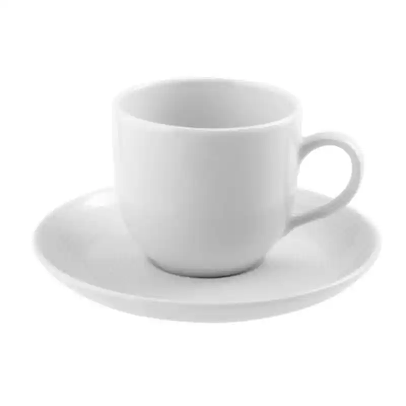 Taza de cafe con plato de porcelana blanco 11 cl - Taza de caf?