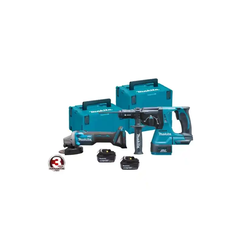 Combo makita dga504z + dhr243z bl 18v lxt 5ah 2 bat. makpac - Martillo a bateria Makita