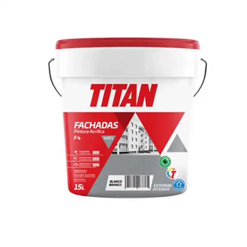 Pintura acrilica titan f4 fachada mate blanco 15l - Pintura plástica exterior