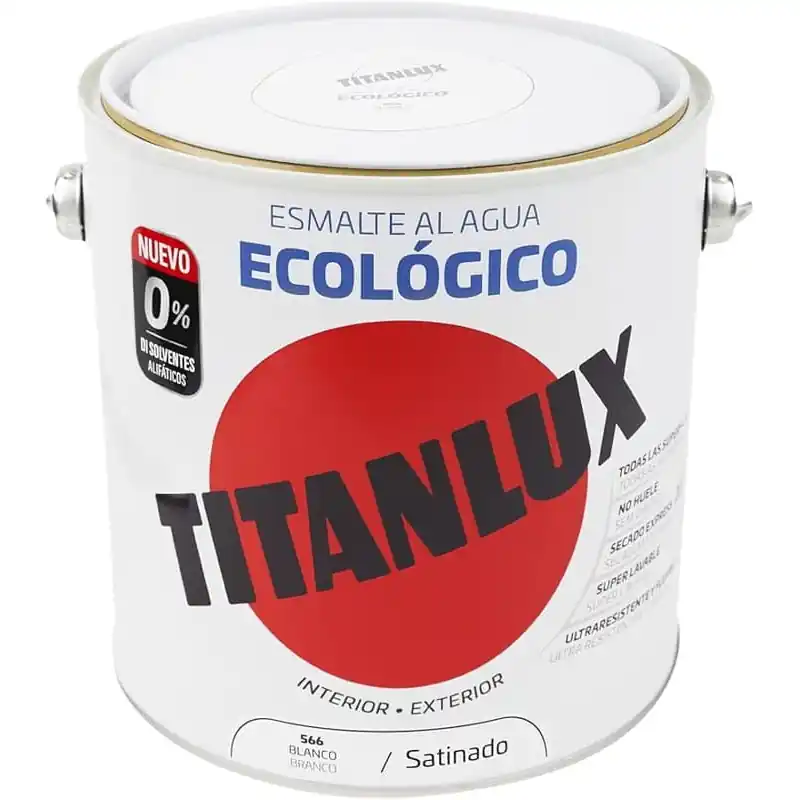 Esmalte titanlux ecologico al agua blanco satinado 4 l - Esmalte al agua