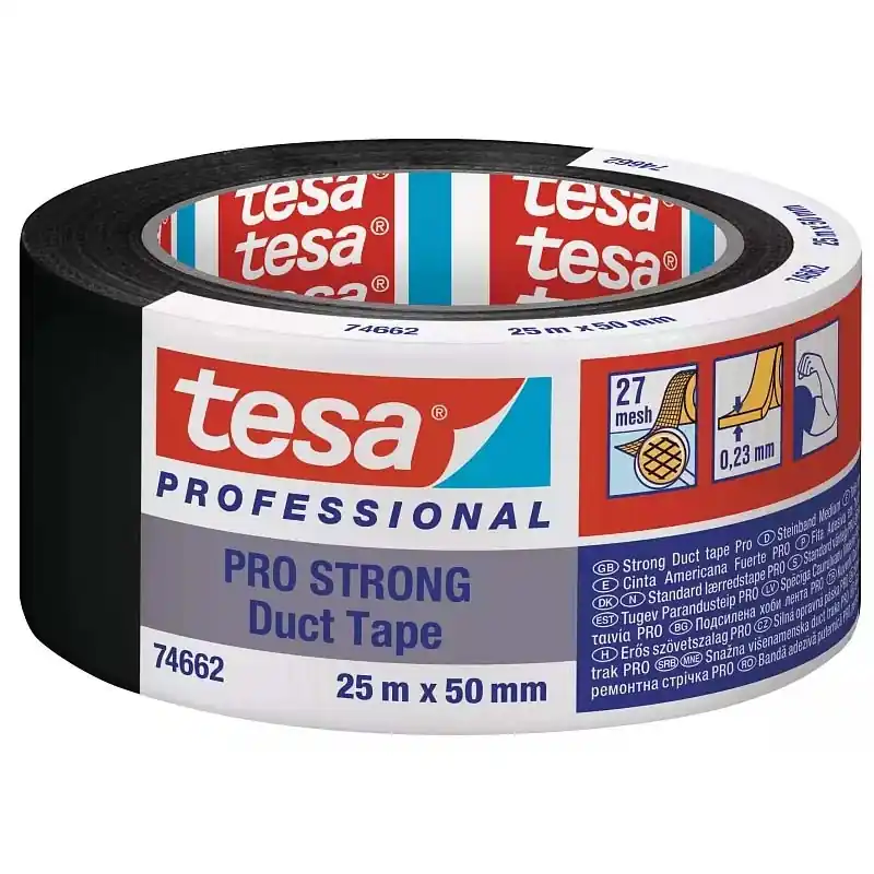 Cinta americana tesa pro 74662 strong duct tape 25m 50mm negro