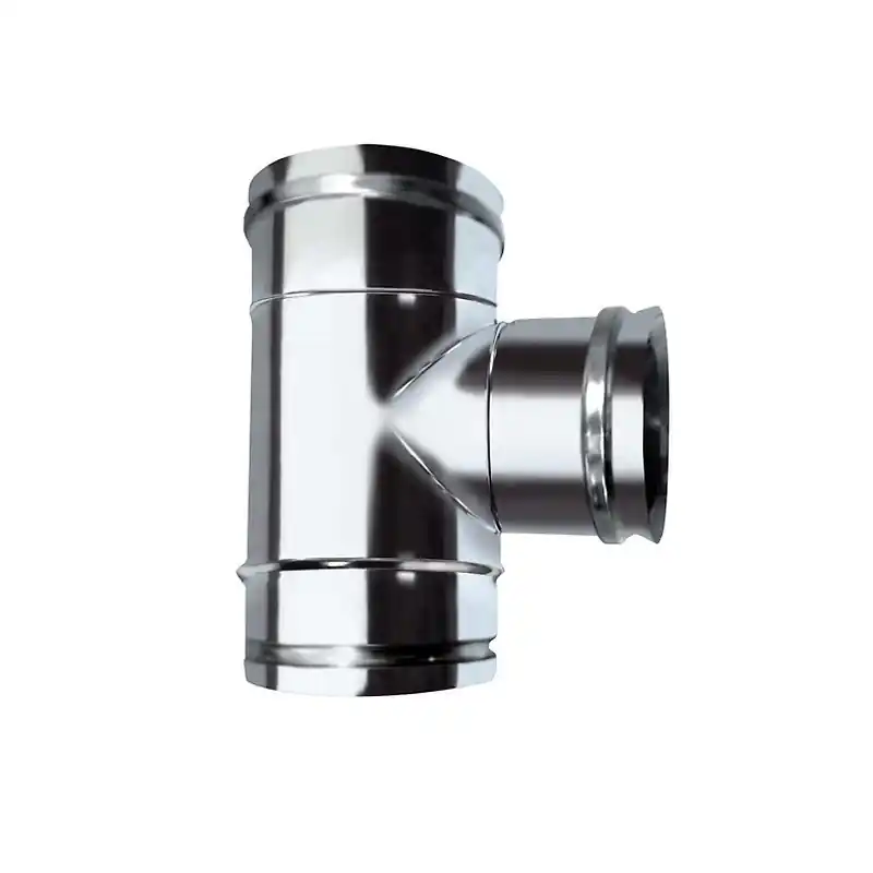 Tubo pellet fr pared doble te 90 grados + tapa inox 80mm - Accesorios para estufas de pellets