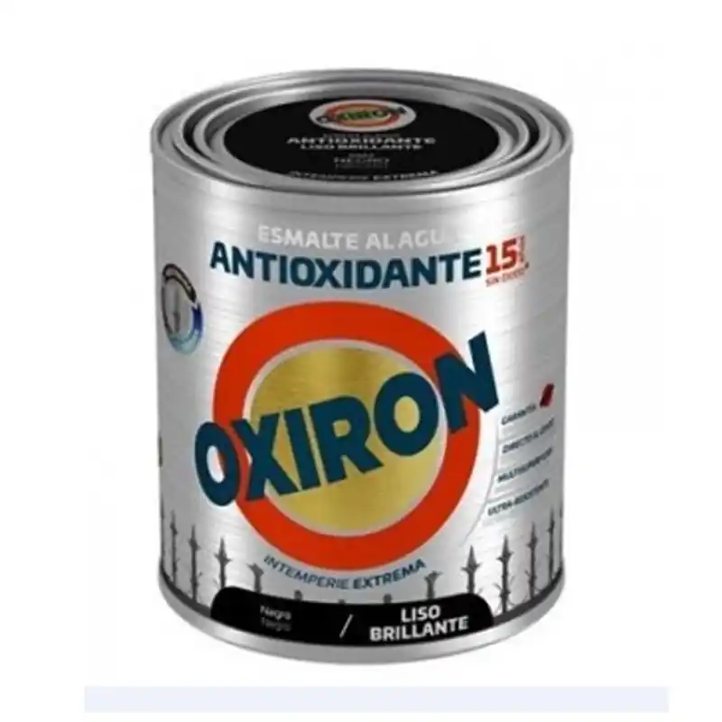 Esmalte titan oxiron al agua liso 750 ml negro brillante - Pintura antióxido