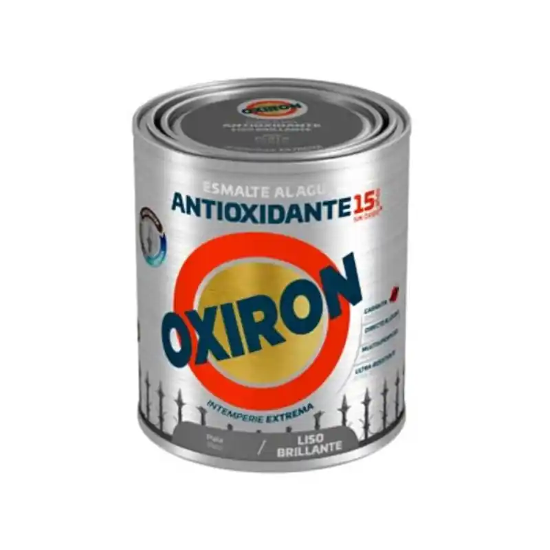 Esmalte titan oxiron al agua liso brillante 750ml plata - Pintura antióxido