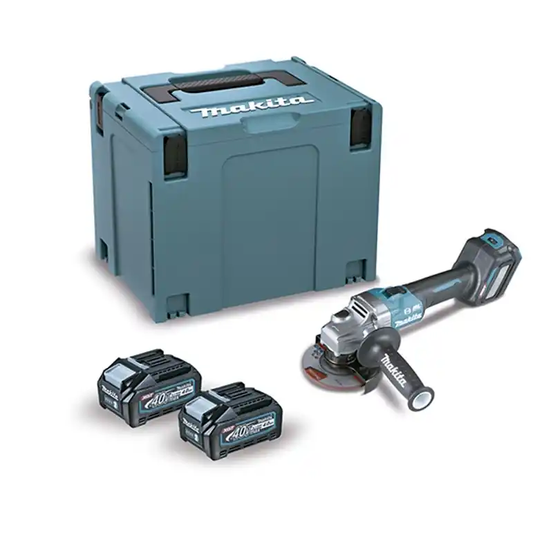 Miniamoladora makita ga022gm201 40v 115mm interruptor boton + 2 baterias 4ah + cargador + maletin