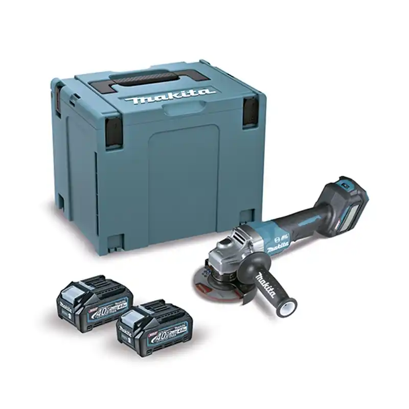 Miniamoladora makita ga028gm201 40v 115mm interruptor palanca + 2 baterias 4ah + cargador + maletin