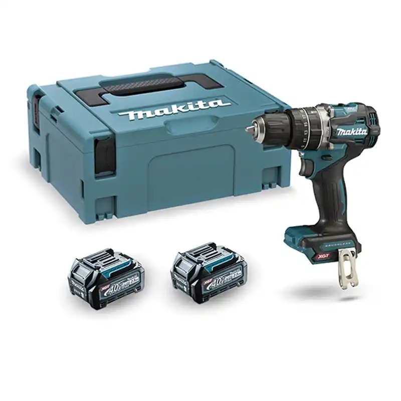 Taladro bateria percutor makita hp002gd201 bl 40v xgt 65nm + 2 baterias 2,5ah + cargador + maletin - Taladro de bateria Makita