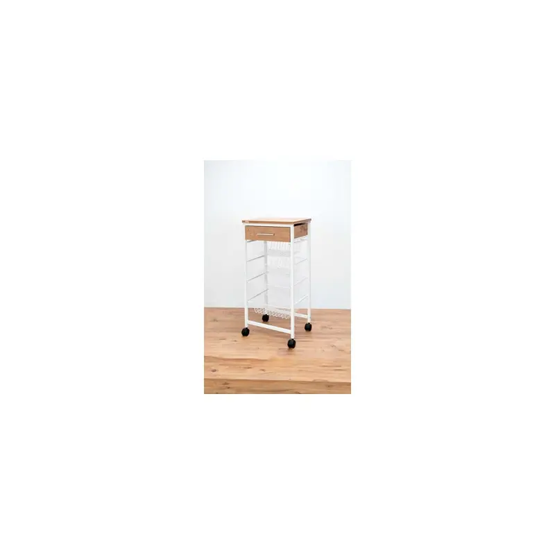 Verdulero duett 4 cestas y cajon madera blanco - Verduleros