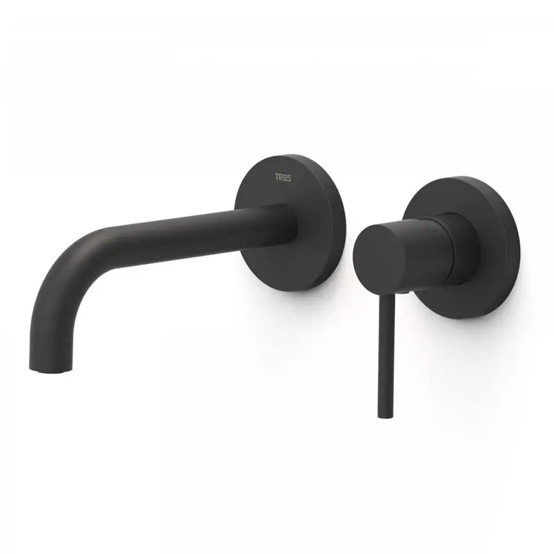 Monomando lavabo tres exclusive study empotrado 177mm negro mate 26230021nm - Griferia Tres Study empotrado