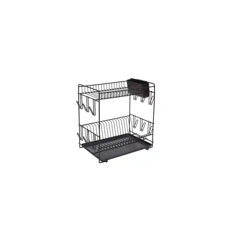 Escurreplatos sauvic acero plastificado grande negro