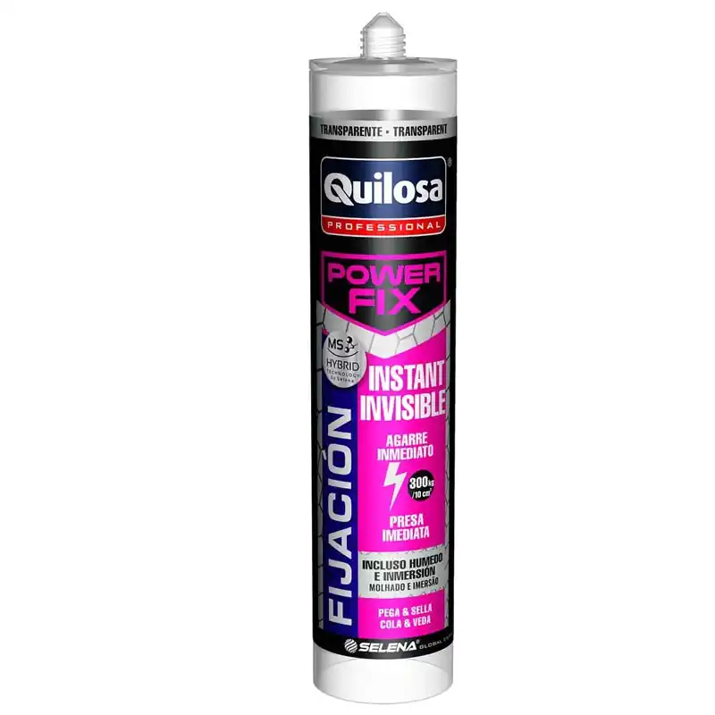 Adhesivo montaje sellador quilosa power fix instant invisible 295ml transparente - Adhesivos de montaje
