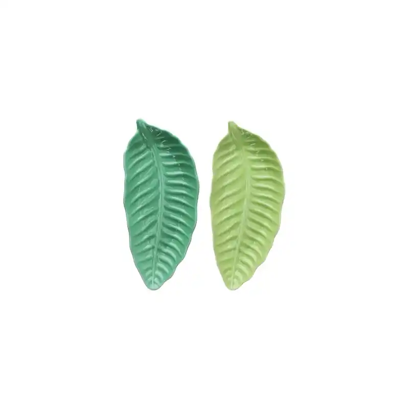 Plato stoneware hoja verde 28 x 12 cm surtido - Platos